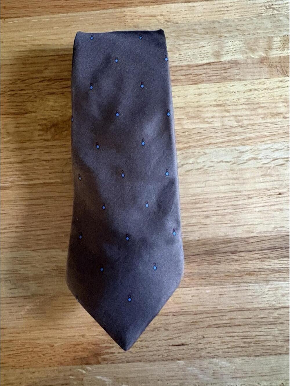 Vintage Carson Pirie Scott Men’s Silk Tie Brown Blue Pattern